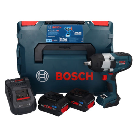 Bosch GDS 18V-1000 Professional Visseuse à chocs sans fil 18 V 1000 Nm BITURBO Brushless + 2x batterie ProCORE 8,0 Ah + chargeur + L-Boxx ( 06019J8302 )