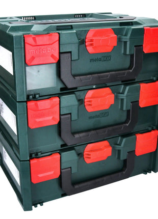 Metabo metaBOX 145 Set 3x System Werkzeug Koffer Stapelbar 396 x 296 x 145 mm + 3x Universaleinlage - Toolbrothers