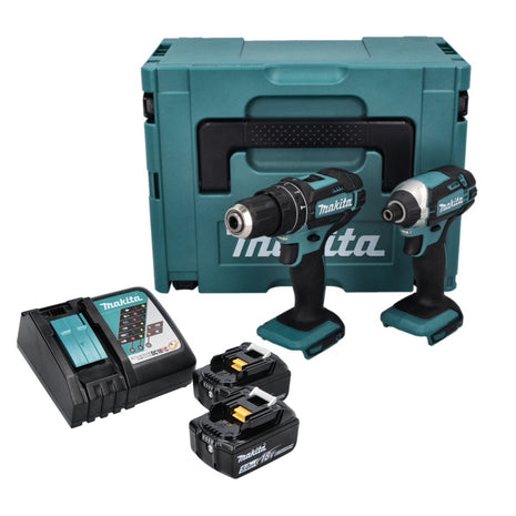 Makita DLX 2131 TJ akumulatorowy zestaw combo 18 V z DHP 482 62 Nm + DTD 152 165 Nm + 2x akumulator 5,0 Ah + ładowarka + Makpac