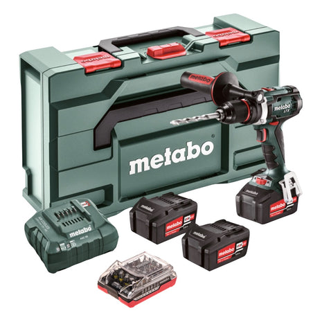 Metabo BS 18 LTX Impulse set perceuse-visseuse sans fil 18 V 110 Nm + 3x batteries 4,0 Ah + chargeur + jeu d'embouts 32 pièces + métaBOX