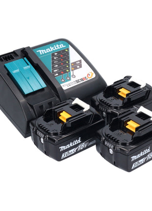 Meuleuse d'angle sur batterie Makita DGA 504 RFJ3 18 V 125 mm sans balais + 3 batteries 3,0 Ah + chargeur + 5 disques à tronçonner + Makpac