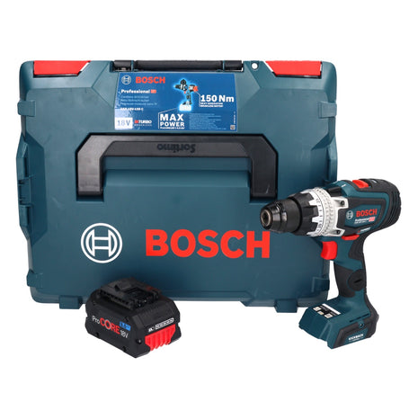 Bosch GSR 18V-150 C Taladro atornillador inalámbrico profesional 18 V 150 Nm Biturbo Brushless + 1x batería ProCORE 8,0 Ah + L-Boxx - sin cargador