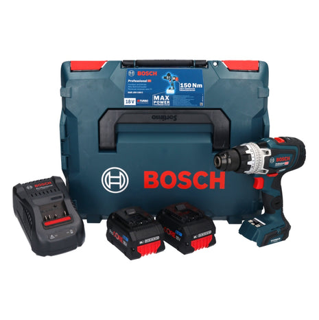 Bosch GSR 18V-150 C Taladro atornillador inalámbrico profesional 18 V 150 Nm Biturbo Brushless (06019J5005) + 2x batería ProCORE 8,0 Ah + cargador + L-Boxx