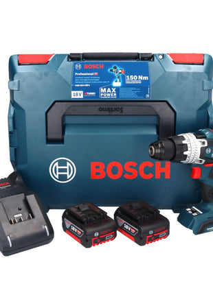 Bosch GSB 18V-150 C Taladro percutor inalámbrico profesional 18 V 150 Nm Biturbo Brushless + 2x baterías 5,0 Ah + cargador + L-Boxx