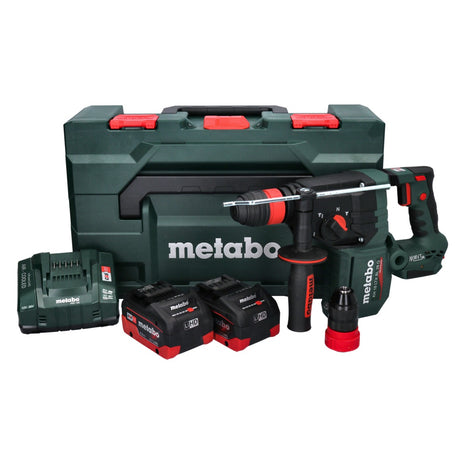 Taladro percutor de batería Metabo KH 18 LTX BL 28 Q 18 V 3 J SDS plus sin escobillas + 2x batería 5,5 Ah + cargador + metaBOX (601715660)