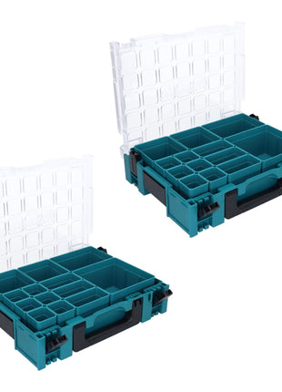 Makita MAKPAC 1 Organizer Set 2x mallette pour petites pièces 395 x 295 x 110 mm (2x 191X80-2) avec 13x insert de boîte