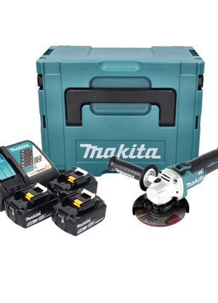 Meuleuse d'angle sur batterie Makita DGA 504 RT3J 18 V 125 mm sans balais + 3 batteries 5,0 Ah + chargeur + Makpac