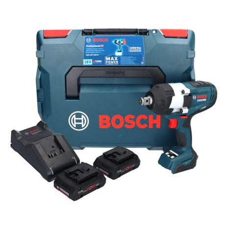 Bosch GDS 18V-1050 H atornillador de impacto inalámbrico 18 V 1050 Nm 3/4" Biturbo Brushless + 2x batería ProCORE 4,0 Ah + cargador + L-Boxx