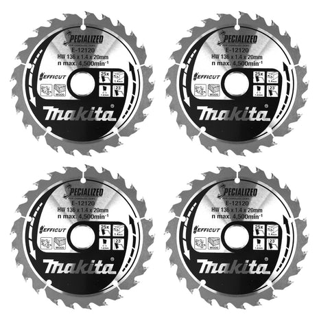 Hoja de sierra Makita CCM13625E SPECIALIZED EFFICUT 4 piezas (4x E-12120) 136 x 1,4 x 20 mm 25 dientes para madera