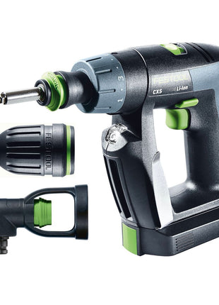 Festool CXS Li 2,6 Plus Akku Bohrschrauber 10,8 V 16 Nm ( 576094 ) + 2x Akku 2,6 Ah + Ladegerät + Winkelvorsatz + Systainer - Nachfolger von 564532 - Toolbrothers