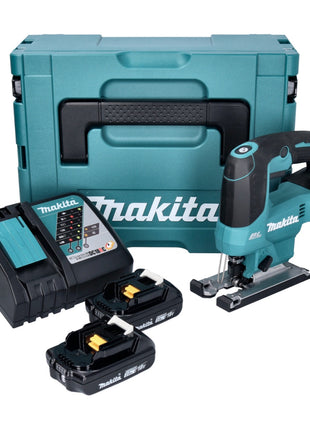 Makita DJV 184 RAJ scie sauteuse pendulaire sans balais à batterie 18 V + 2x batteries 2,0 Ah + chargeur + Makpac