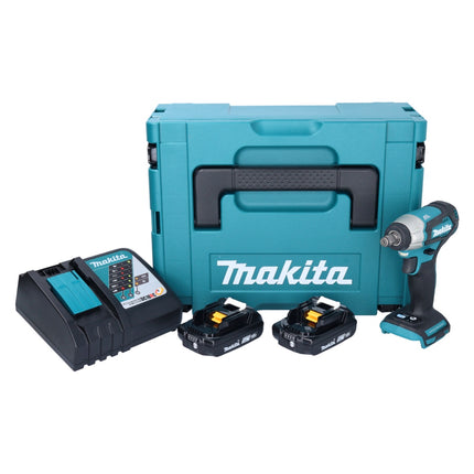 Makita DTW 181 RAJ Akku Schlagschrauber 18 V 210 Nm 1/2" Brushless + 2x Akku 2,0 Ah + Ladegerät + Makpac