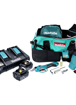 Makita DUP 361 2 x 18 V Li- Ion Sécateur sans fil + Accessories + 2 x Batteries 4,0 Ah - sans Chargeur