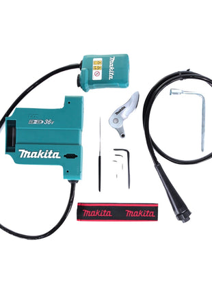 Makita DUP 361 PM Akku Rebschere Astschere 36 V ( 2x 18 V ) + 2x Akku 4,0 Ah + Doppelladegerät + Tasche