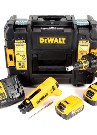 DeWalt DCF 620 P2K Akku Trockenbauschrauber 18 V 30 Nm Brushless + 2x Akku 5,0 Ah + Ladegerät + Magazinvorsatz + TSTAK