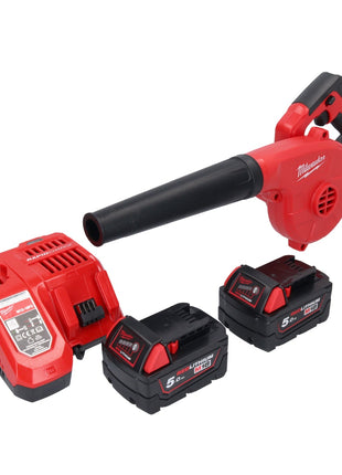 Milwaukee M18 BBL-502 Akku Gebläse 18 V + 2x Akku 5,0 Ah + Ladegerät