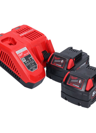 Milwaukee M18 BBL-502 Akku Gebläse 18 V + 2x Akku 5,0 Ah + Ladegerät