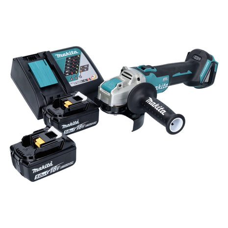 Makita DGA 521 RTX1 Akku Winkelschleifer 18 V 125 mm X-LOCK Brushless + 2x Akku 5,0 Ah + Ladegerät