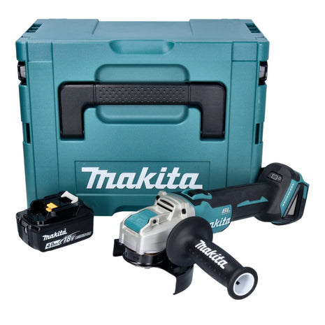 Makita DGA 521 M1X1J Meuleuse d'angle sans fil 18 V 125 mm X-LOCK Brushless + 1x batterie 4,0 Ah + Makpac - sans chargeur