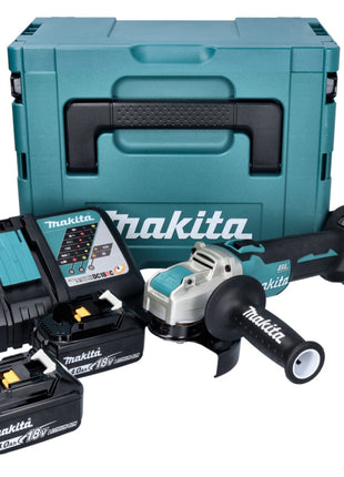 Makita DGA 521 RMX1J Akku Winkelschleifer 18 V 125 mm X-LOCK Brushless + 2x Akku 4,0 Ah + Ladegerät + Makpac