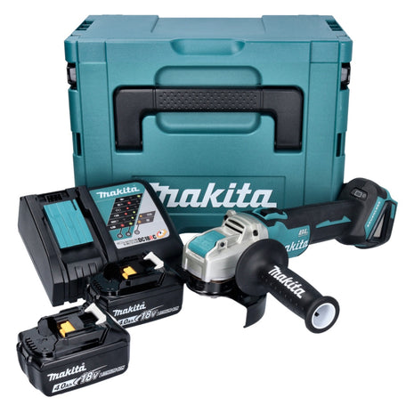 Makita DGA 521 RMX1J Smerigliatrice angolare a batteria 18 V 125 mm X-LOCK Brushless + 2x batteria 4,0 Ah + caricabatterie + Makpac