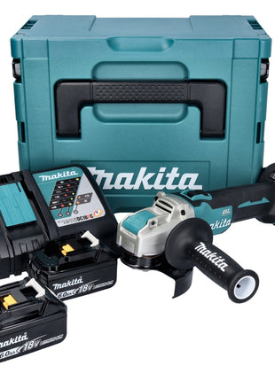 Makita DGA 521 RGX1J Akku Winkelschleifer 18 V 125 mm X-LOCK Brushless + 2x Akku 6,0 Ah + Ladegerät + Makpac