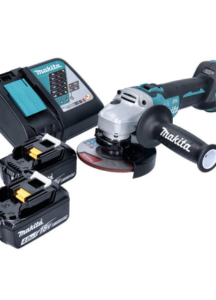 Meuleuse d'angle sur batterie Makita DGA 513 RM 18 V 125 mm sans balais + 2 batteries 4,0 Ah + chargeur