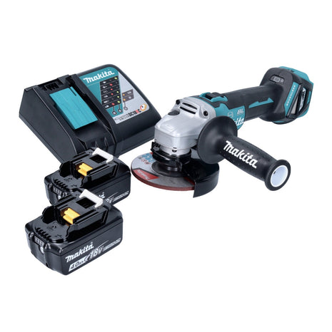 Smerigliatrice angolare a batteria Makita DGA 513 RM 18 V 125 mm brushless + 2x batteria 4,0 Ah + caricabatterie