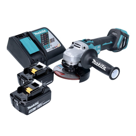 Makita DGA 513 RT Akku Winkelschleifer 18 V 125 mm Brushless + 2x Akku 5,0 Ah + Ladegerät