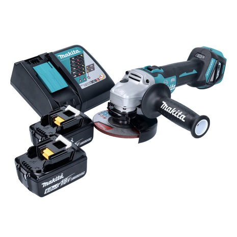 Makita DGA 513 RG Akku Winkelschleifer 18 V 125 mm Brushless + 2x Akku 6,0 Ah + Ladegerät