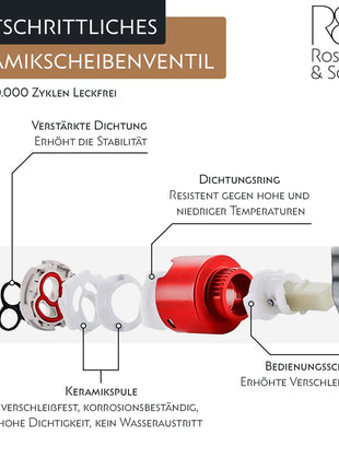 Rosenhahn & Söhne Poel M Design Badarmatur Wasserhahn Badezimmer - Armatur Bad [Chrom] - Heiß + Kalt Waschtischarmatur + Anschlussschläuche - Toolbrothers