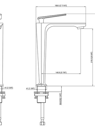 Rosenhahn & Söhne Vilm L Design Badarmatur Wasserhahn Badezimmer - Armatur Bad [Chrom] - Heiß + Kalt Waschtischarmatur + Anschlussschläuche - Toolbrothers