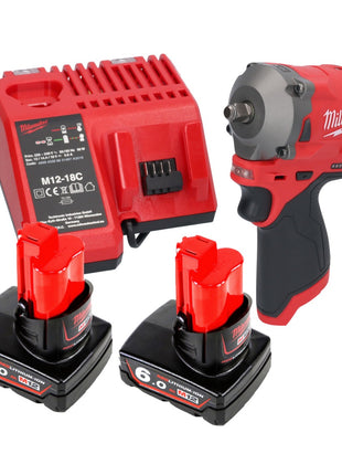 Milwaukee M12 FIW38-602C Akku Schlagschrauber 12 V 339 Nm 3/8" Brushless + 2x Akku 6,0 Ah + Ladegerät