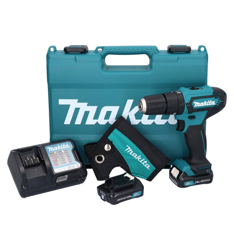 Makita HP 333 DWAE Akku Schlagbohrschrauber 12 V 30 Nm + 2x Akku 2,0 Ah + Ladegerät + Holster + Koffer - Toolbrothers