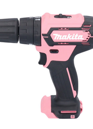 Makita HP 333 DSAP Akku Schlagbohrschrauber 12 V 30 Nm rosa + 1x Akku 2,0 Ah + Ladegerät + Holster + Koffer