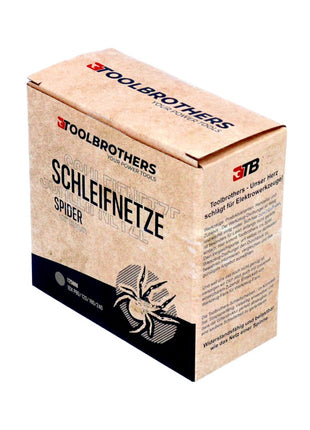 Toolbrothers SPIDER Schleifset Netz Schleifmittel Schleifnetze 125 mm Klett je 10x P80 / P120 / P180 / P240 für Hartholz, Weichholz, Lack, Stein, Stahl, Aluminium, Furnier - Toolbrothers