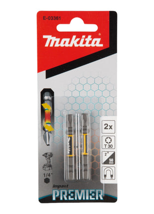 Makita Impact Premier Torsion Bit Innensechskant 1/4" T30 50 mm 2 Stk ( E-03361 )