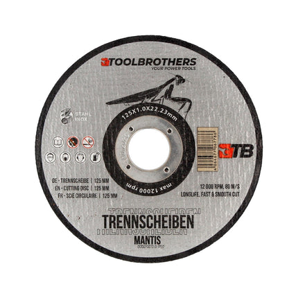 Toolbrothers MANTIS Trennscheiben- Set in Profi Qualität 25 Stück, 125 x 22,23 x 1 mm zur Bearbeitung von Metall, Stahl, Edelstahl / INOX für Winkelschleifer - Toolbrothers