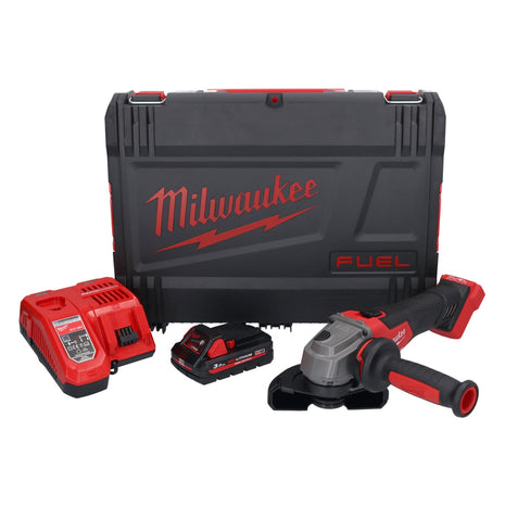 Amoladora angular a batería Milwaukee M18 FSAG125X-301X 18 V 125 mm sin escobillas + 1x batería 3.0 Ah + cargador + caja HD