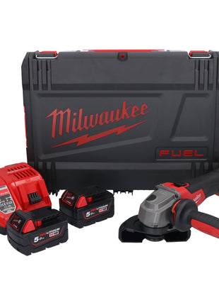 Meuleuse d'angle sur batterie Milwaukee M18 FSAG125X-502X 18 V 125 mm brushless + 2x batteries 5,0 Ah + chargeur + boîtier HD