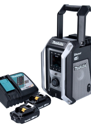 Makita DMR 115 RAB Akku Baustellenradio 12 V - 18 V Bluetooth DAB+ IP65 Schwarz + 2x Akku 2,0 Ah + Ladegerät