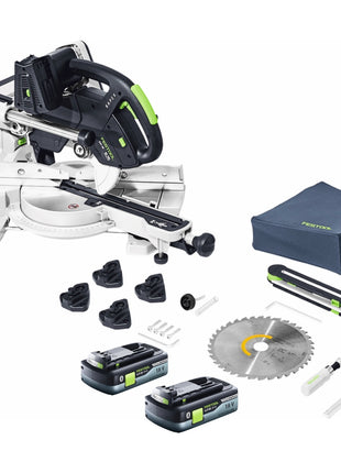 Festool KSC 60 EB-Basic KAPEX Akku Kapp Zugsäge 18 V / 36 V 216 mm Brushless + 2x Akku 4,0 Ah - ohne Ladegerät - Toolbrothers