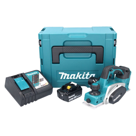 Pialla a batteria Makita DKP 180 RT1J 18 V 82 mm + 1x batteria ricaricabile 5,0 Ah + caricabatterie + Makpac