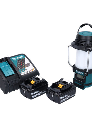 Makita DMR 055 RF radio à batterie 18 V FM avec lanterne lampe de poche 360° + 2x batteries 3,0 Ah + chargeur