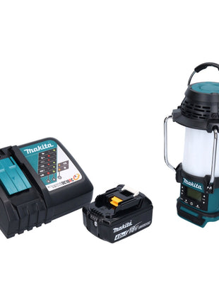 Makita DMR 055 RM1 Akku Radio 18 V FM mit Laterne 360° Taschenlampe + 1x Akku 4,0 Ah + Ladegerät