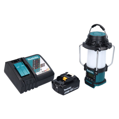 Makita DMR 055 RG1 Radio à batterie 18 V FM avec lanterne Lampe de poche 360° + 1x batterie 6,0 Ah + chargeur