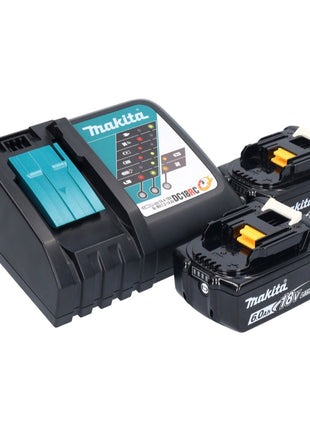 Makita DMR 055 RG radio à batterie 18 V FM avec lanterne lampe de poche 360° + 2x batteries 6,0 Ah + chargeur