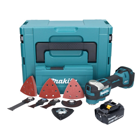 Makita DTM 52 M1JX4 Outil multifonctions sans fil 18 V Starlock Max Brushless + 1x batterie 4,0 Ah + kit d'accessoires + Makpac - sans chargeur