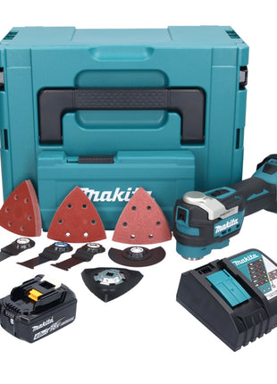 Makita DTM 52 RM1JX4 outil multifonction avec batterie 18 V Starlock Max Brushless + 1x batterie 4,0 Ah + chargeur + jeu d'accessoires + Makpac