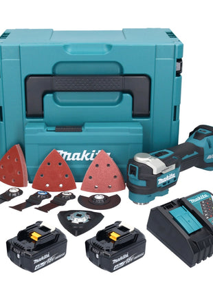 Makita DTM 52 RMJX4 outil multifonction à batterie 18 V Starlock Max Brushless + 2x batteries 4,0 Ah + chargeur + jeu d'accessoires + Makpac